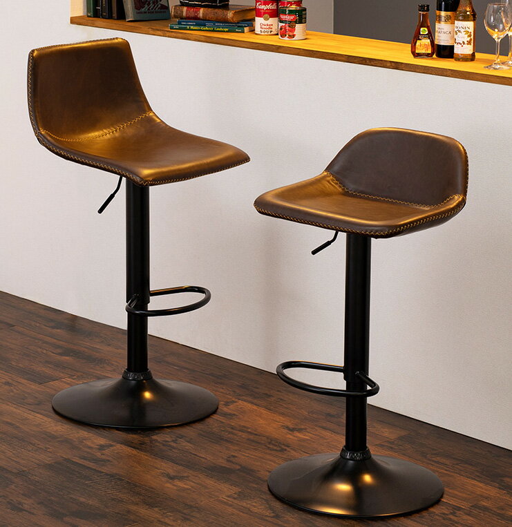 カウンターチェア 選べるデザイン 座面高58-79cm 伸縮式 昇降式 高さ調節 回転 レザー仕様