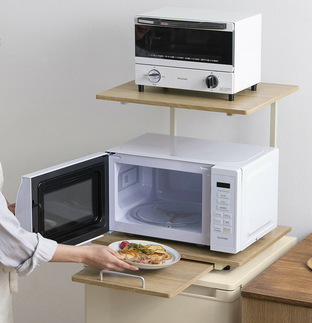 Sink Side Racks - 冷蔵庫上ラック スライド棚 トレー付き 電子レンジ収納にぴったり