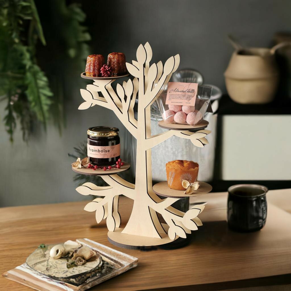 Rakuten - スイーツディスプレイスタンド ケーキ プレート 皿 菓子 ジュエリー アクセサリースタンド ヒノキ 檜 桧 突き板仕様