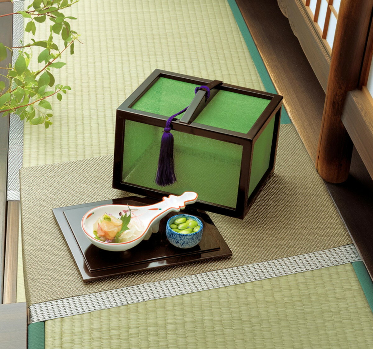料理篭 盛器 和食 和菓子 懐石料理 用 野点 旅館 茶室 日本製 Made in Japan おもてなし 篭 緑 抹茶色
