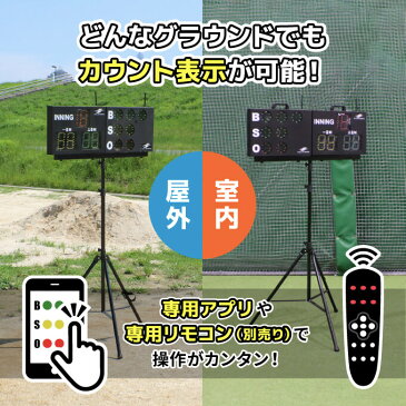 野球 ソフトボール デジタルカウンターセット BSOカウンター 投球カウンター リモコン操作 アプリ操作 AC電源 単一乾電池