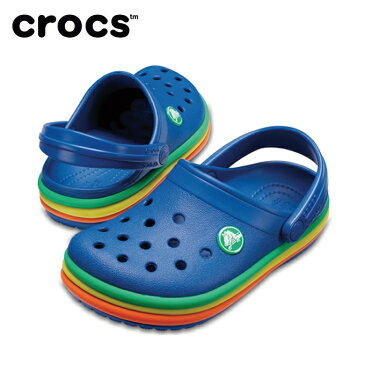 【沖縄県内（離島含）3，300円以上送料無料】クロックス crocs サンダル ジュニア crocband rainbow band clog kids クロックバンド レインボー バンド クロッグ キッズ 205205