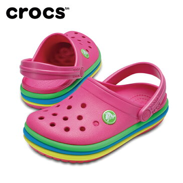 【沖縄県内（離島含）3，300円以上送料無料】クロックス crocs サンダル ジュニア crocband rainbow band clog kids クロックバンド レインボー バンド クロッグ キッズ 205205