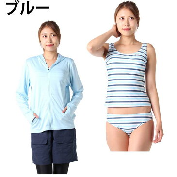 【沖縄県内(離島含)3,300円以上送料無料】ブラックシャーク Blackshark 水着 タンキニ トレンカ付5点セット レディース 99081