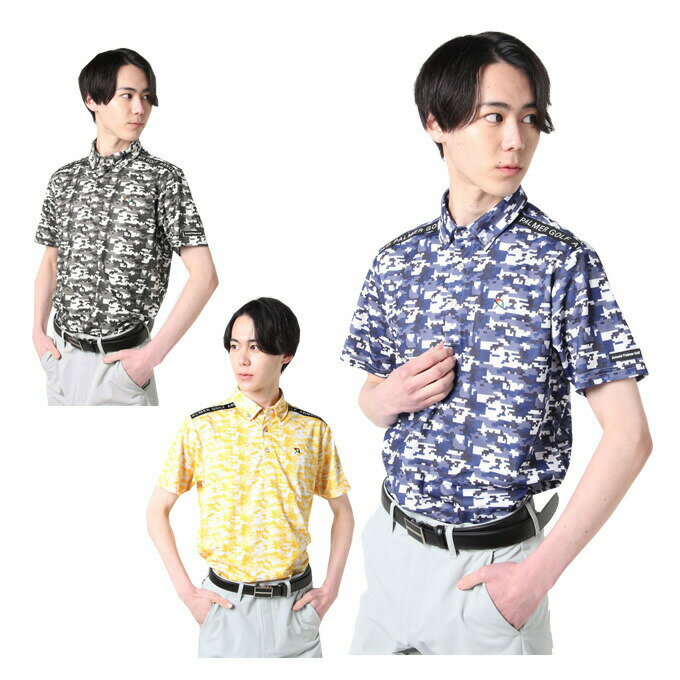 アーノルドパーマー arnold palmer ゴルフウェア ポロシャツ 半袖 メンズ デジカモ柄ボタンダウン AP220101L08