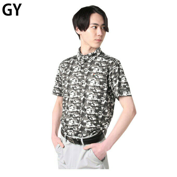 アーノルドパーマー arnold palmer ゴルフウェア ポロシャツ 半袖 メンズ デジカモ柄ボタンダウン AP220101L08