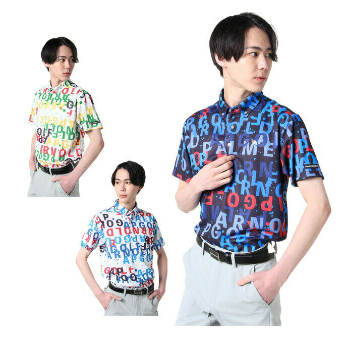 アーノルドパーマー arnold palmer ゴルフウェア ポロシャツ 半袖 メンズ スプラッシュタイポグラフィ AP220101L10