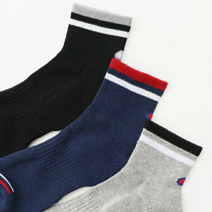 チャンピオン Champion ゴルフ ソックス メンズ 3足組 クォーターレングスソックス ハーフパイル CMSCY204
