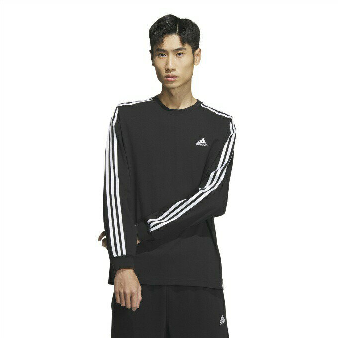 アディダス Tシャツ 長袖 メンズ エッセンシャルズプラス ルーズフィット スリーストライプス 長袖Tシャツ ESSENTIALS+ JF3907 KWE93 adidas