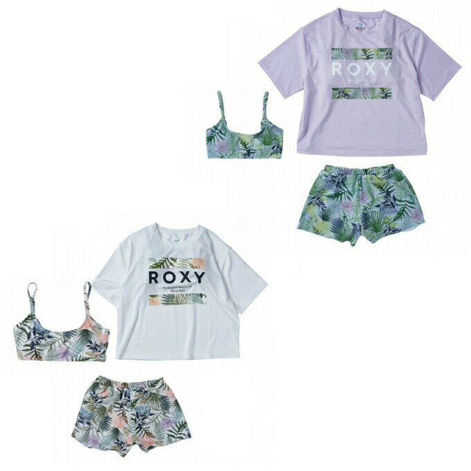 ロキシー ROXY 水着 タンキニ 女の子 ジュニア キッズ MINI SIMPLY BOTANICAL ラッシュTシャツ付き 水着 3点セット TSW241102のサムネイル