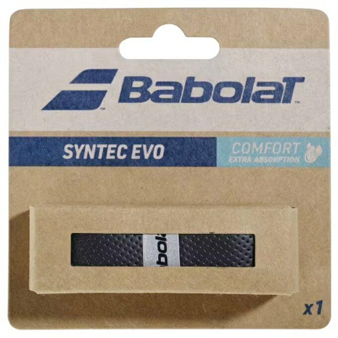 Syntec Evo (シンテック エボ) は、快適性だけでなく優れた吸湿性を求めるプレーヤーに最適なグリップです。全てのEVOシリーズテニスラケットおよびバドミントン、パデルラケットにもおすすめです。 ■カラー：BK ( ブラック ) ■長さ：112 cm ■厚み：2.1mm ■吸収率：5/5 ■種類：コンフォート ■素材：PET 48%PU 52%の不織布 ■特長： ・高い吸収性/Syntec Evoには微小な穴が開いているため、汗を素早く、よく吸収します。 ・快適性/厚さを2.1mmにすることで、柔らかく、安心感のあるグリップを実現しました。 ・簡単な取り付け/新しいグリップを取り付けやすくするために、エンボス加工されたラインをつけて、余分な部分を適切に切り取れるようにしました。 ■原産国：中国 検索ワード：クッションタイプ アンダーグリップ テニス ソフトテニス バドミントン グリップ テニスグリップ バドクリップ