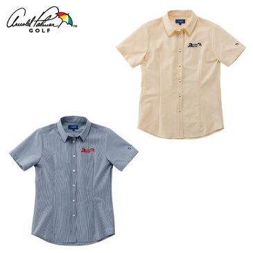 【7000円以上でクーポン利用で500円引 6/11 1:59迄】 アーノルドパーマー arnold palmer ゴルフウェア 半袖シャツ レディース ストライプ半袖シャツ AP220301I03