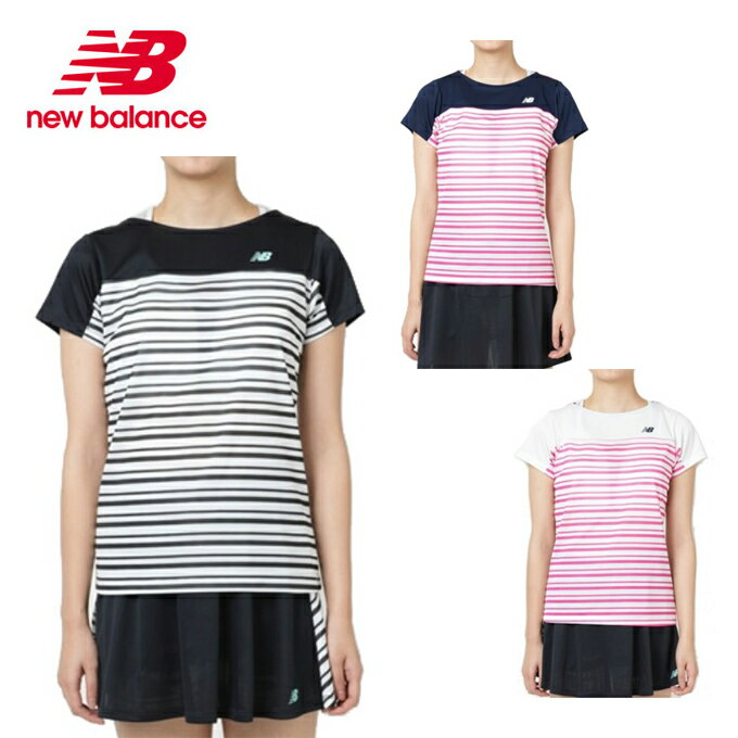 ニューバランス テニスウェア Tシャツ 半袖 レディース ボーダーグラフィックショートスリーブTシャツ JWTT9142 new balance