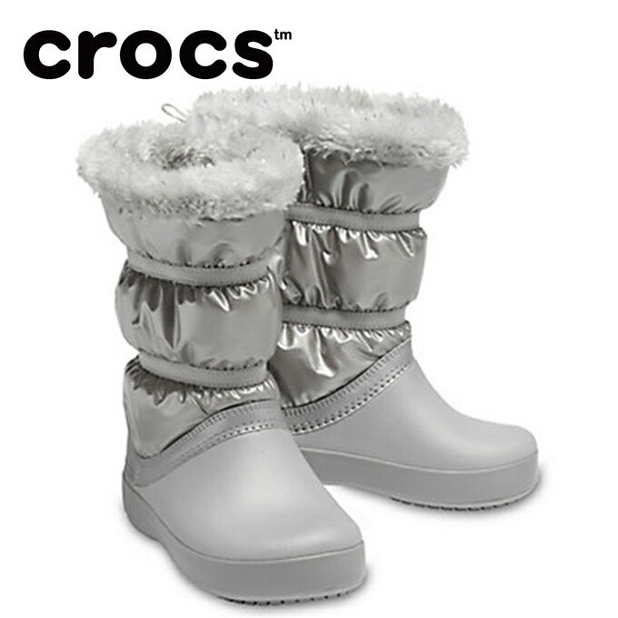 クロックス スノーブーツ ジュニア Girls’ Crocband LodgePoint Metallic Winter Boot 205829-0P1 crocs