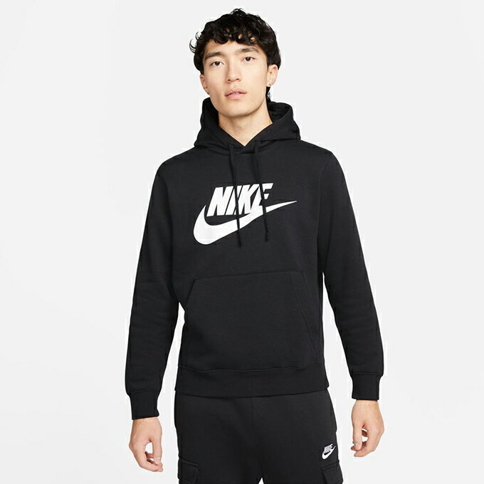 ナイキ パーカー メンズ クラブ フリース プルオーバー 裏起毛 BV2974-010 ブラック NIKE スウェットパーカー ビッグロゴ