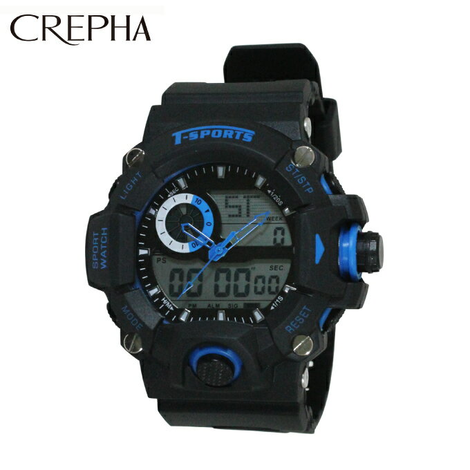 クレファー ランニング 腕時計 メンズ レディース T-SPORTS アナデジウォッチ TS-AD093-BL CREPHA