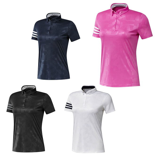 アディダス adidas ゴルフウェア ポロシャツ 半袖 レディース エンボスプリント 半袖ボタンダウンシャツ 23286 【2021年春夏モデル】