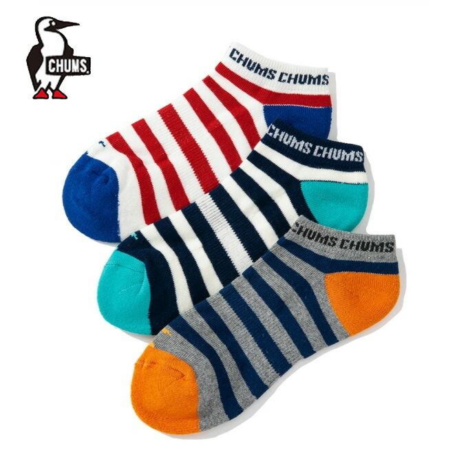 チャムス CHUMS アンクルソックス 3足セット メンズ レディース 3Pボーダーアンクルソックス ソックス 靴下 CH06-1079のサムネイル