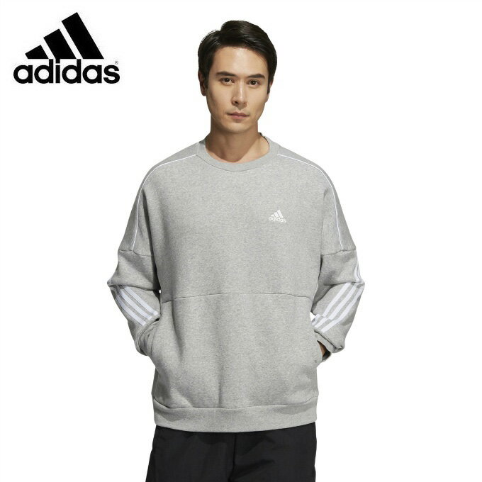 アディダス トレーナー メンズ スウェット クルーネック GT6349 BN648 グレー adidas スウェット トレーナー ワンポイント