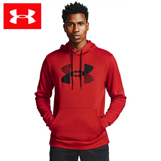 アンダーアーマー パーカー メンズ UAアーマーフリース プルオーバー 1357085-600 レッド UNDER ARMOUR スウェットパーカー ビッグロゴ