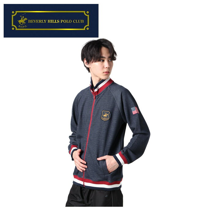 ビバリーヒルズポロクラブ BEVERLY HILLS POLO CLUB ゴルフウェア ブルゾン メンズ 配色ラインリブジャガードジャケット 1432-3613