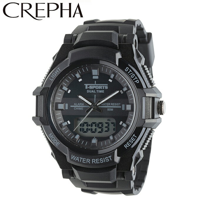 クレファー CREPHA ランニング 腕時計 アナデジウォッチ TS-AD253-BK