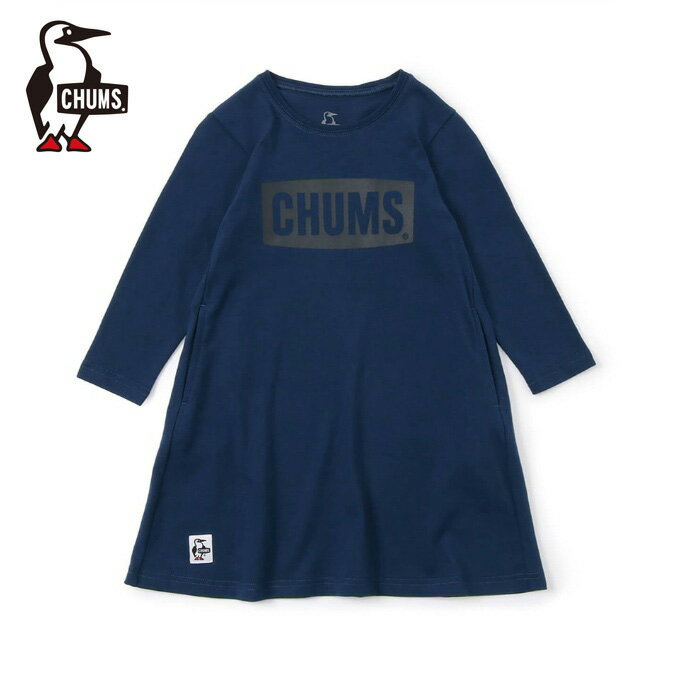 チャムス CHUMS ワンピース 長袖 ジュニア キッズチャムスロゴロングスリーブティードレス Kid's CHUMS Logo L/S T-Dress CH21-1211 Navy/Navy