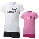 プーマ Tシャツ 上下セット ジュニア キッズ ガールズ ESS ロゴ Tシャツ & ショーツ 上下セット 849621 PUMA