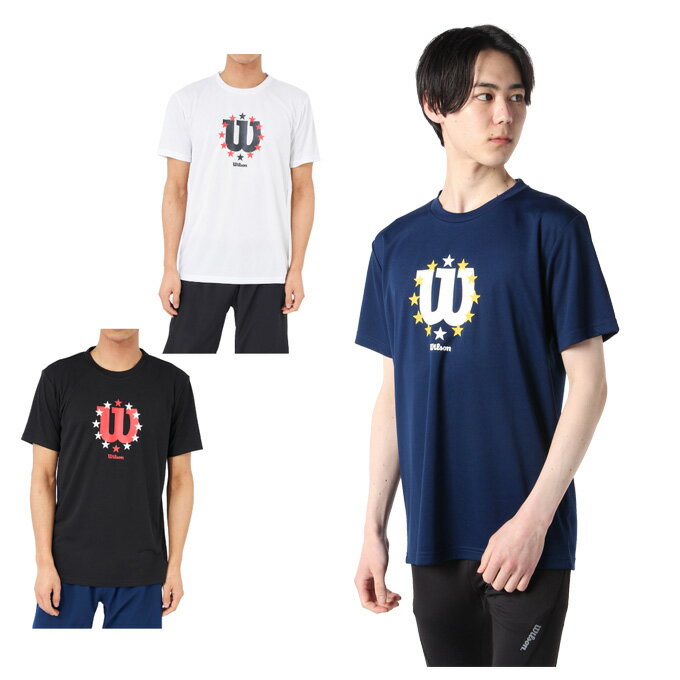 ウイルソン Wilson テニスウェア バドミントンウェア Tシャツ 半袖 メンズ 限定 ロゴTシャツ 412-256