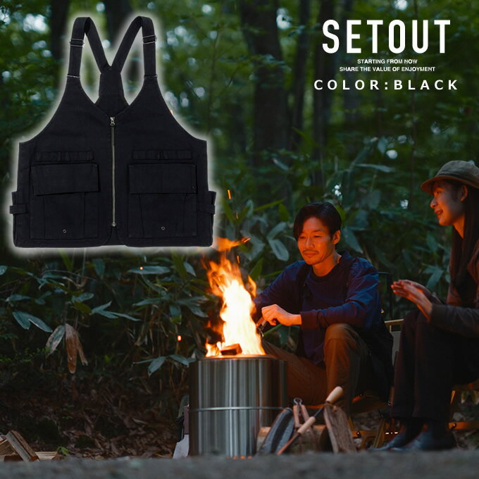 セトアウト SETOUT ベスト メンズ キャンプベスト SO22AW71 BLACKのサムネイル