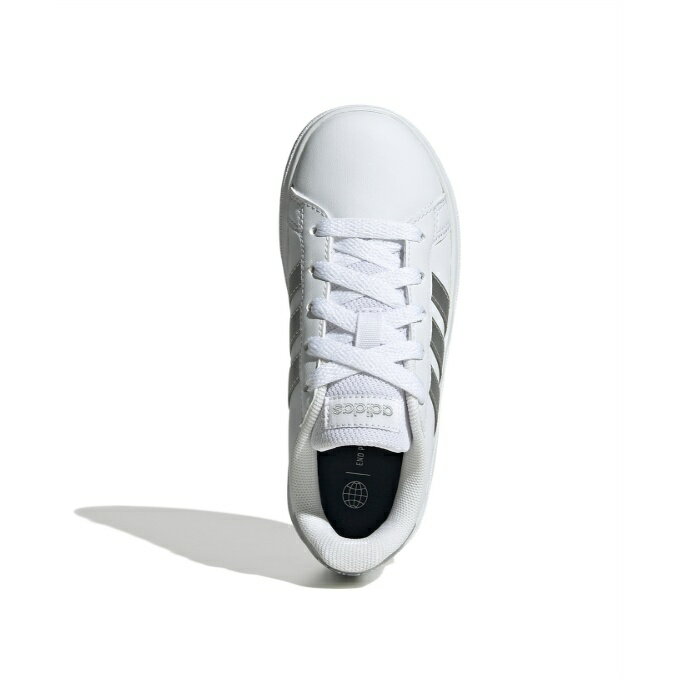 【全品対象最大10％OFFクーポン! 9/25 23:59まで】アディダス スニーカー キッズ ジュニア 紐靴 グランドコート コート2.0 ホワイト 白色 GW6506 LKK25 白底 21.0〜25.5cm adidas 小学生
