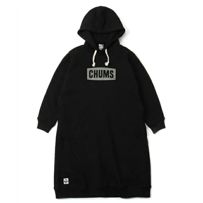 チャムス CHUMS スウェットパーカー レディース チャムスロゴロングパーカー CHUMS Logo Long Parka CH18-1175 Black*Gray