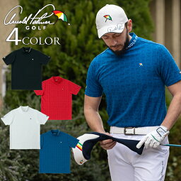 アーノルドパーマー ポロシャツ （メンズ） アーノルドパーマー ゴルフウェア 半袖シャツ メンズ モノグラムジャガードモック半袖シャツ arnold palmer AP220101M17