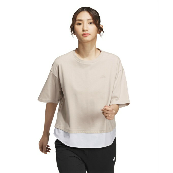 【期間限定P20倍 2023/6/4 20:00〜6/11 01:59】 アディダス Tシャツ 半袖 レディース W SE レイヤードTシャツ HY4619 DRK60 adidasのサムネイル