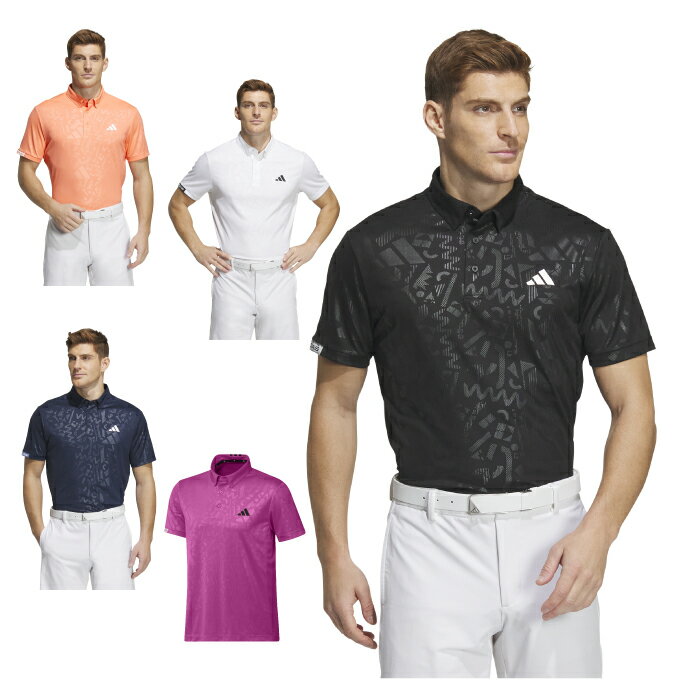 アディダス ゴルフウェア ポロシャツ 半袖 メンズ エンボスプリント 半袖ボタンダウンシャツ NMH98 adidas