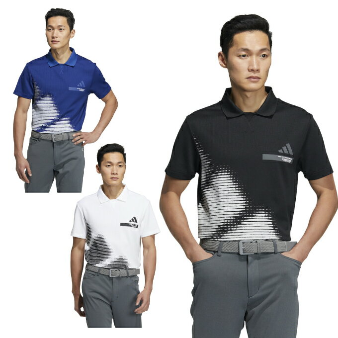 アディダス ゴルフウェア ポロシャツ 半袖 メンズ ビックアディダスロゴ 半袖スキッパーポロシャツ NMJ44 adidas