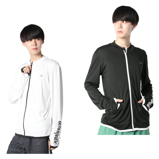 オーシャンパシフィック ラッシュガード 長袖 メンズ L/S UVジップアップ 水着 水陸両用メッシ