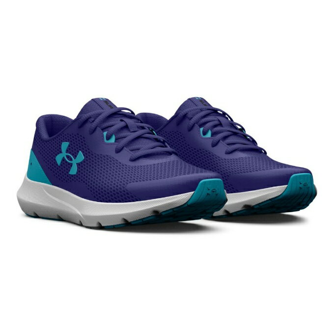 【送料無料】アンダーアーマー スニーカー キッズ ジュニア 紐靴 UA BGS Surge 3 ブルー 3024989-501 22.5〜24.5cm UNDER ARMOUR 小学生