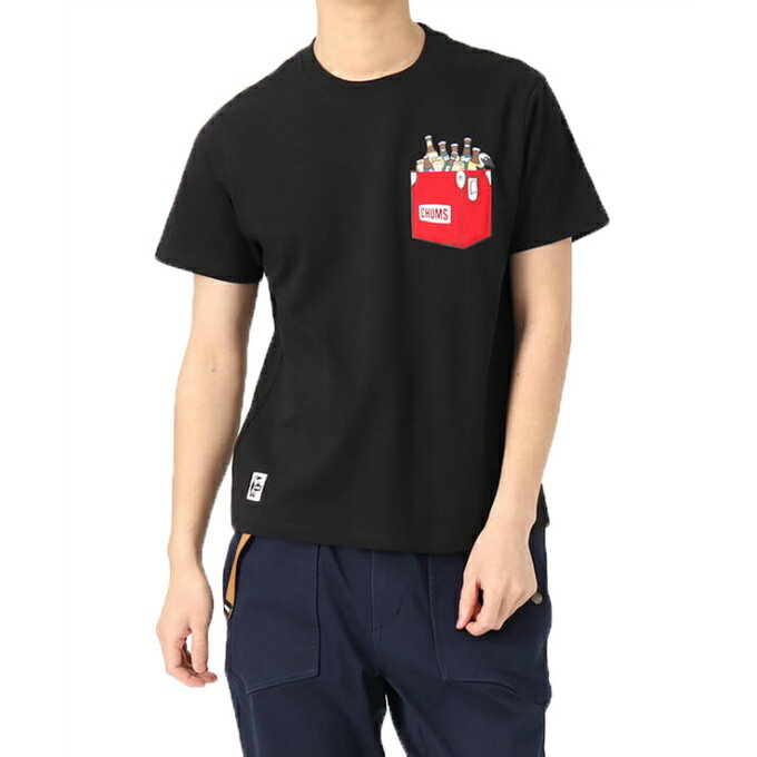 チャムス Tシャツ レディース チャムス CHUMS Tシャツ 半袖 レディース HWYCスチールクーラーポケットTシャツ HWYC Steel Cooler Pocket T-Shirt CH11-2160 Black