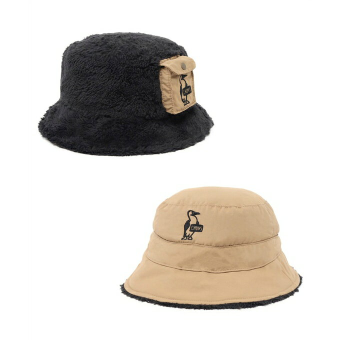 チャムス CHUMS ハット ジュニア キッズエルモフリースリバーシブルバケットハット Kid s Elmo Fleece Reversible Bucket Hat CH25-1058 Black/Beige