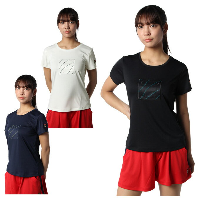 フィラ FILA テニスウェア バドミントンウェア Tシャツ 半袖 レディース アップリケTシャツ VL2685