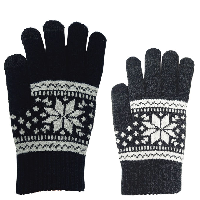イチーナ 防寒手袋 メンズ レディース タッチ グローブ 雪柄裏ボア IC-6063 ICHINA