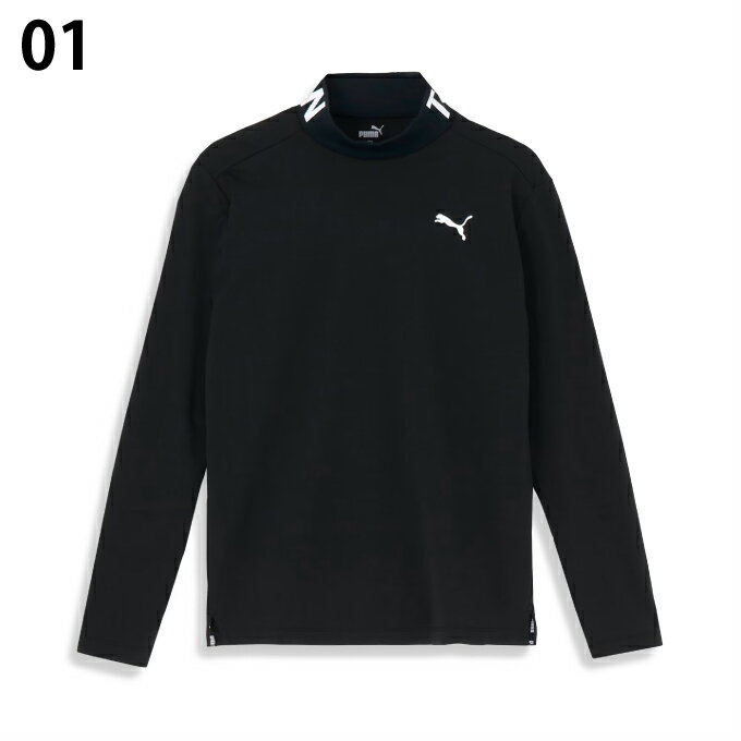 プーマ ゴルフウェア 長袖シャツ メンズ ストレッチ スローガン ロゴ モックネック シャツ 長袖 624918 PUMA