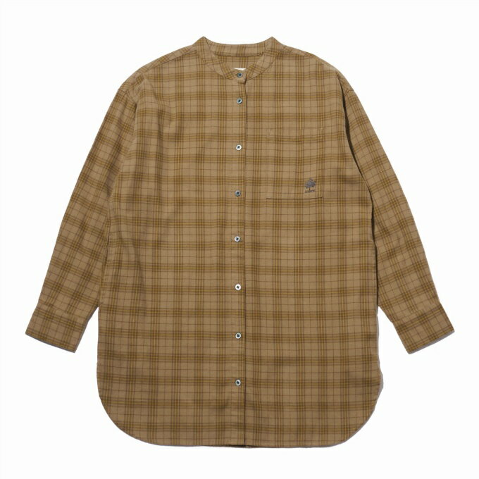 ロゴス LOGOS 長袖シャツ レディース ブラッシュドバンドカラーチュニック 3486-0170 BROWN CHECK