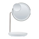 FESTINO フェスティノ メイクミラー Charging LED Fan Mirror 充電式LEDファンミラー SMHB-032-WH【ご自宅配送限定】