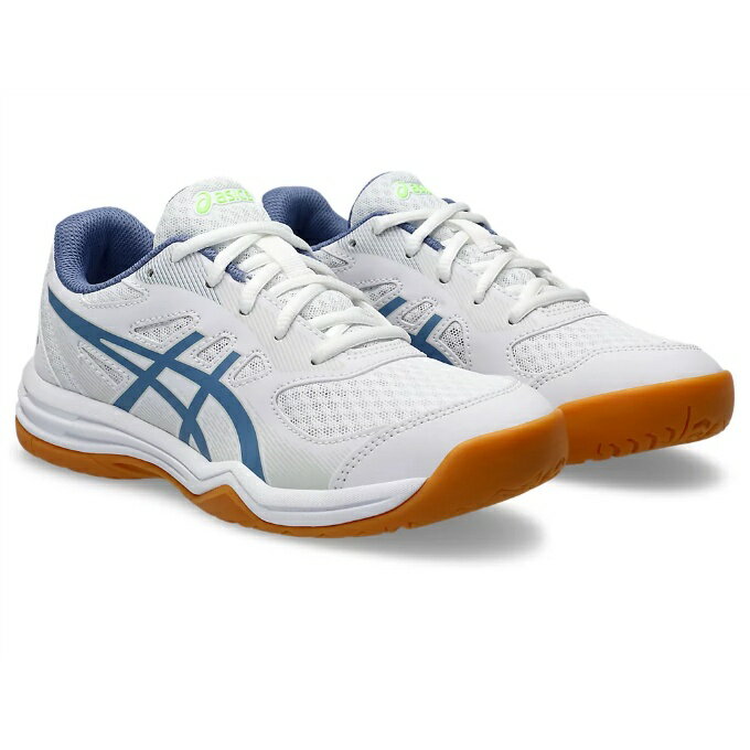 アシックス バレーボールシューズ ジュニア キッズ UPCOURT 5 GS アップコート 5 GS 1074A039 2E ホワイト×サックスブルー asics 部活 ローカット 衝撃吸収