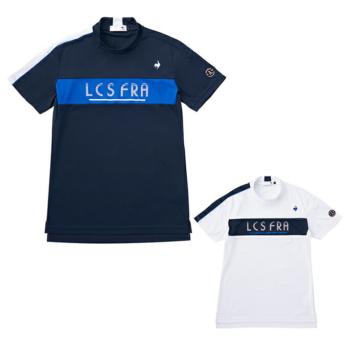 ルコックスポルティフ le coq sportif ゴルフウェア 半袖シャツ メンズ ストレッチフォーサー切替デザインモックネック QGMXJA13