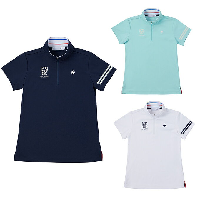 ルコックスポルティフ le coq sportif ゴルフウェア 半袖シャツ レディース ストレッチフォーサー ハーフジップ QGWXJA02 その1