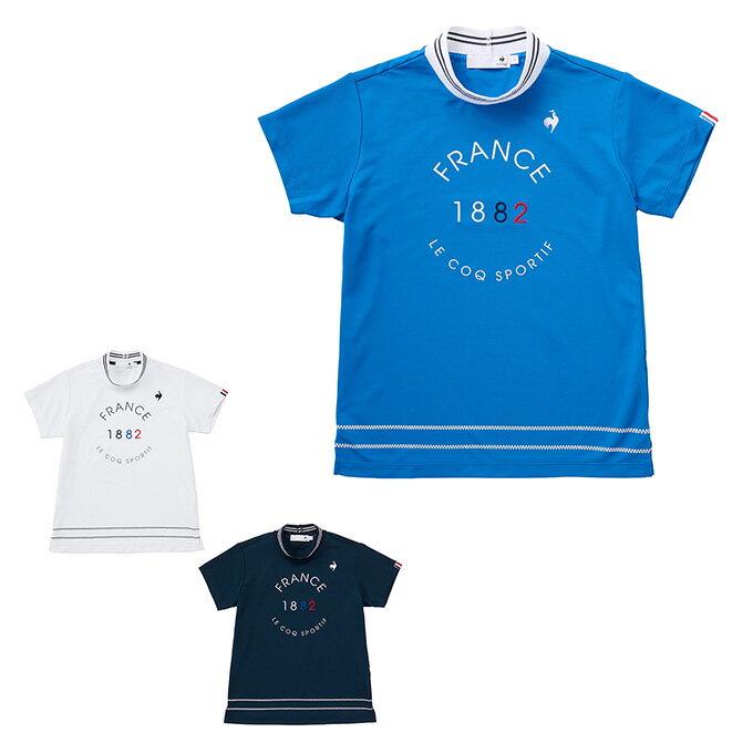 ルコックスポルティフ le coq sportif ゴルフウェア 半袖シャツ レディース ストレッチフォーサー モックネックロゴ半袖シャツ QGWXJA09 その1