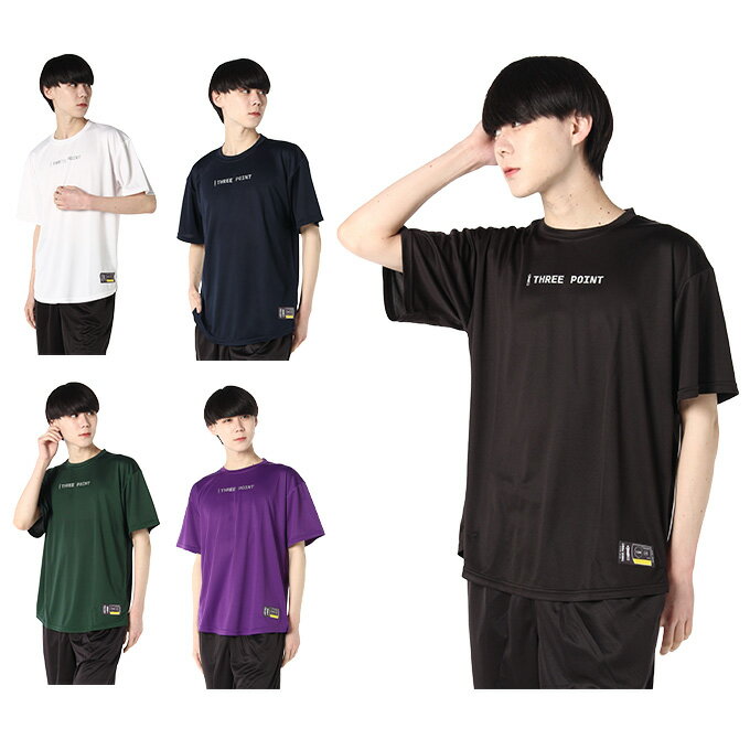 スリーポイント ThreePoint バスケットボールウェア 半袖シャツ メンズ 半袖ホログラムプリントTシャツ..